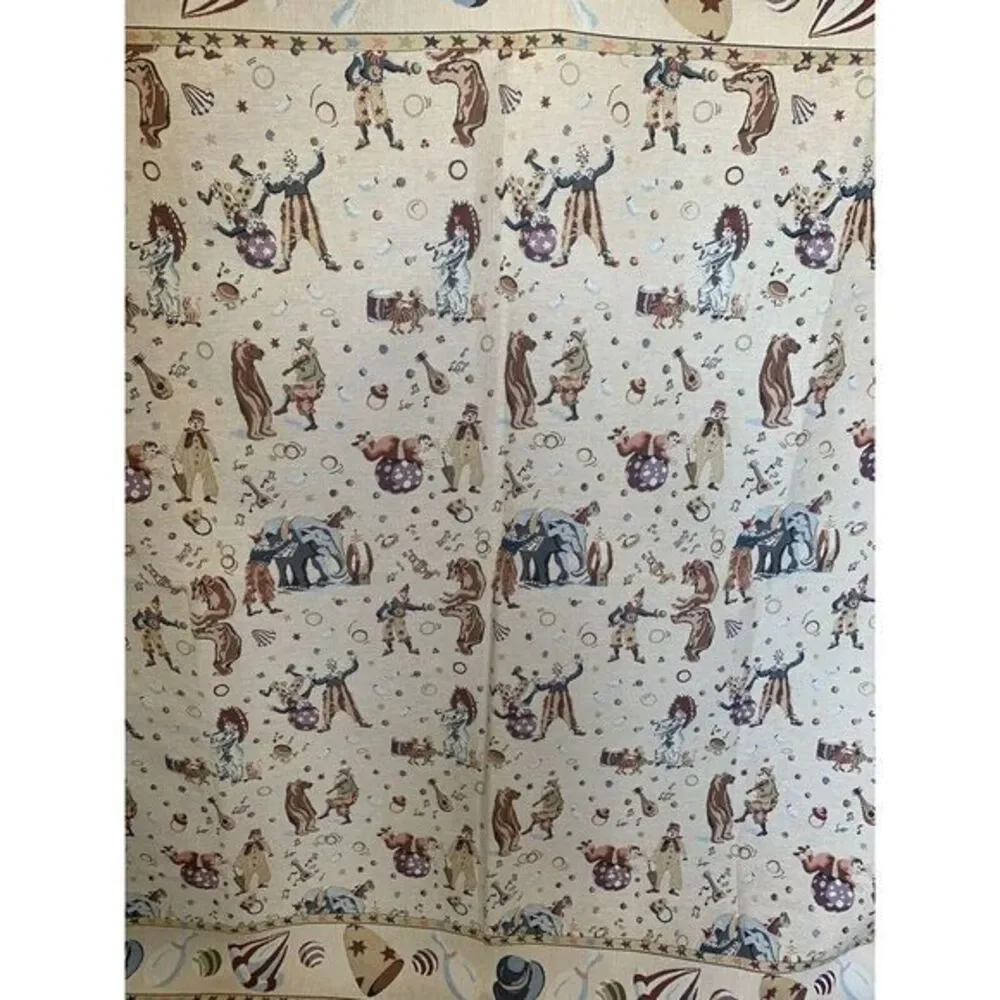 Metrax Vintage Clown Circus Bear Elephant Tan Tapestry quilt Large‎ unique